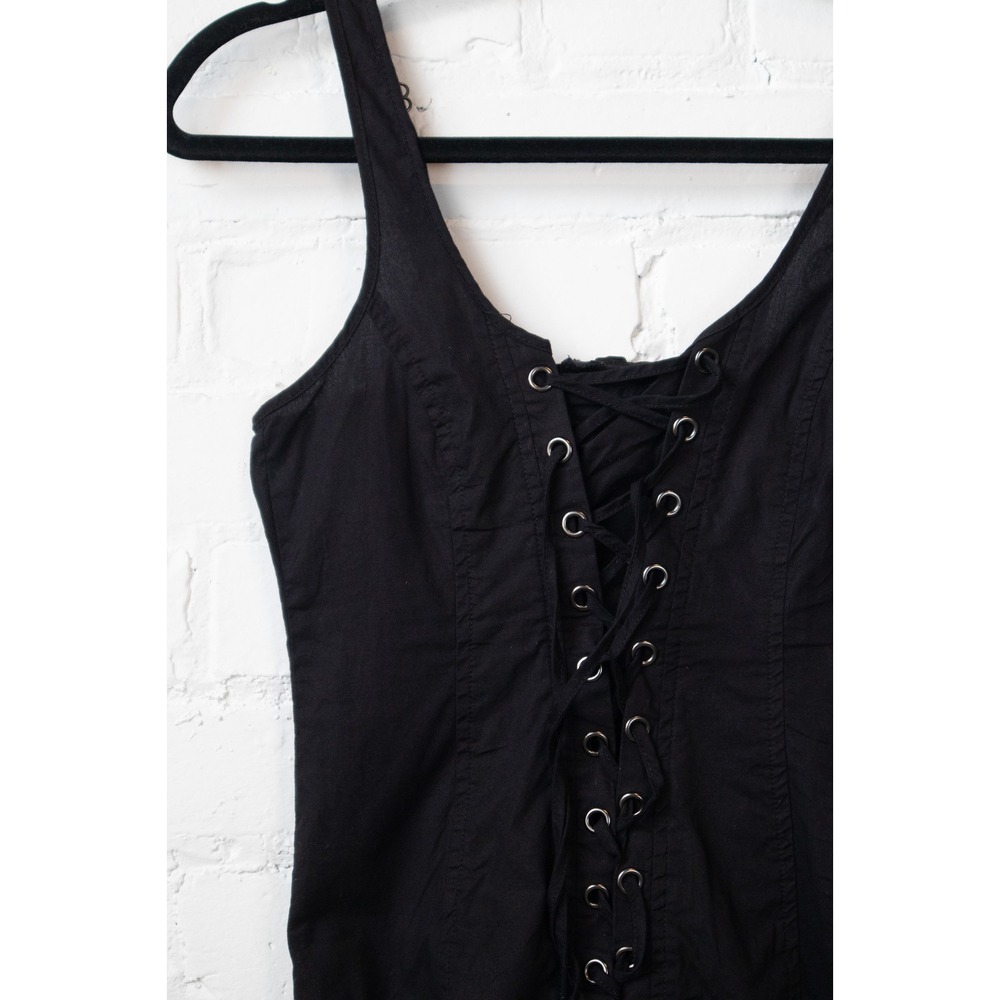 Hot Topic Black Lace Up Corset Top Hook and Eye Back Adjustable Straps Small - Picture 2 of 6